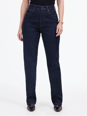 Madewell 90s Curvy Jeans Candiani Denim Straight Leg Size 25 Dark Wash